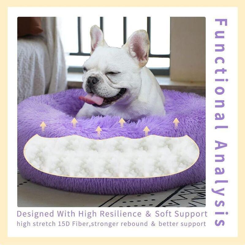 Grizzly Velor Round Plush Purple Dog Bed Small - 50 x 15cm, , large image number 1