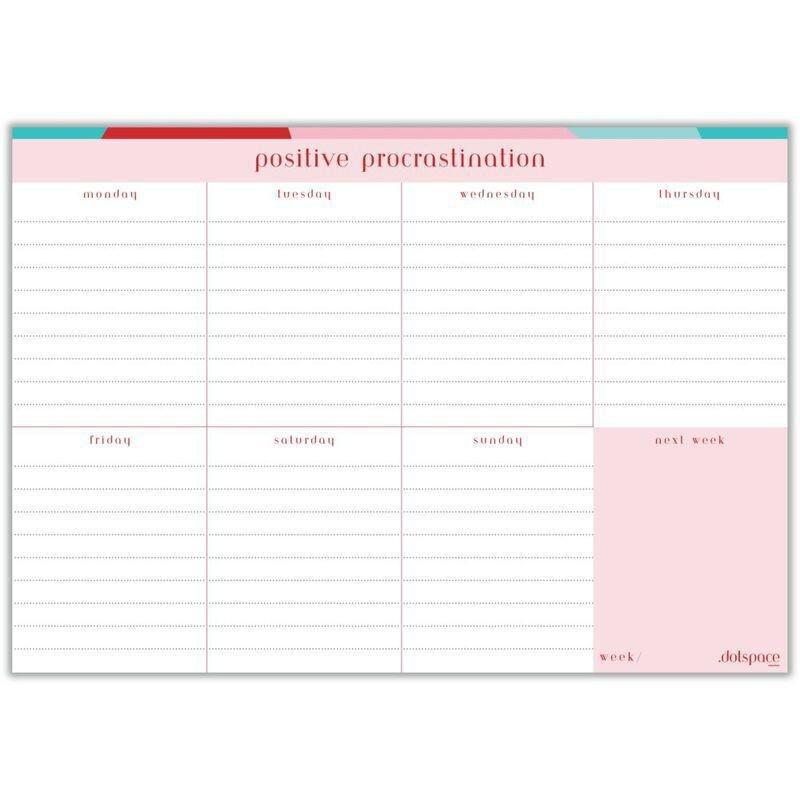 Dotspace Positive Procrastination Weekly Planner - Blue/Pink/Red, , large image number 0