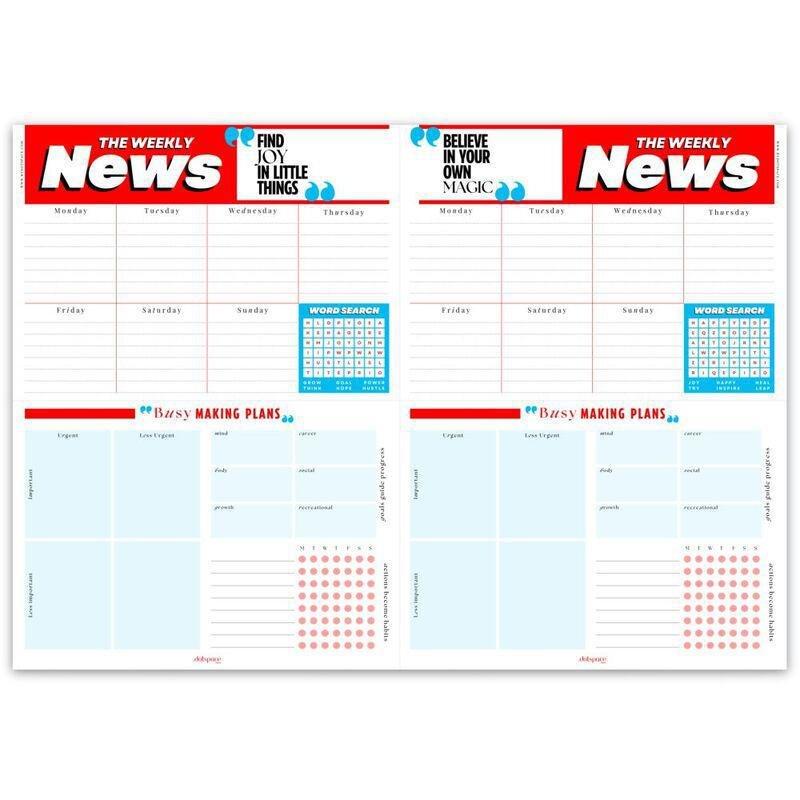 Dotspace Busy Making Plans Weekly Newspaper Planner - Red/Blue, , large image number 0