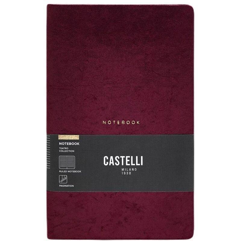 Castelli Medium Ruled Teatro Notebook - Burgundy (13 x 21 cm), , medium