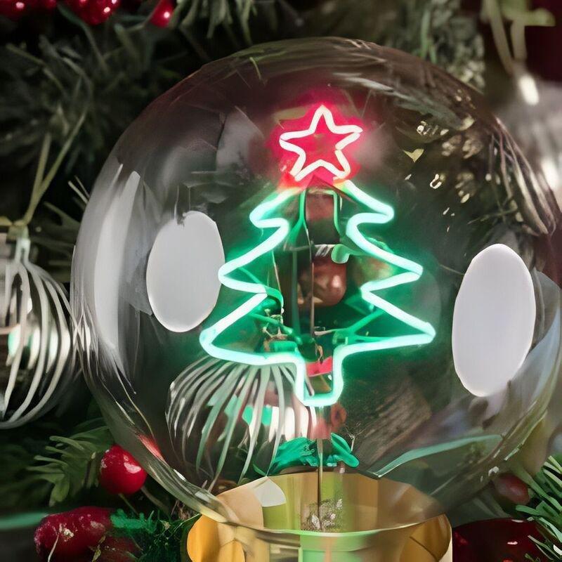 Message In The Bulb - Xmas Tree - Clear Glass/Red & Green LED Light Bulb (6 Volt), , medium