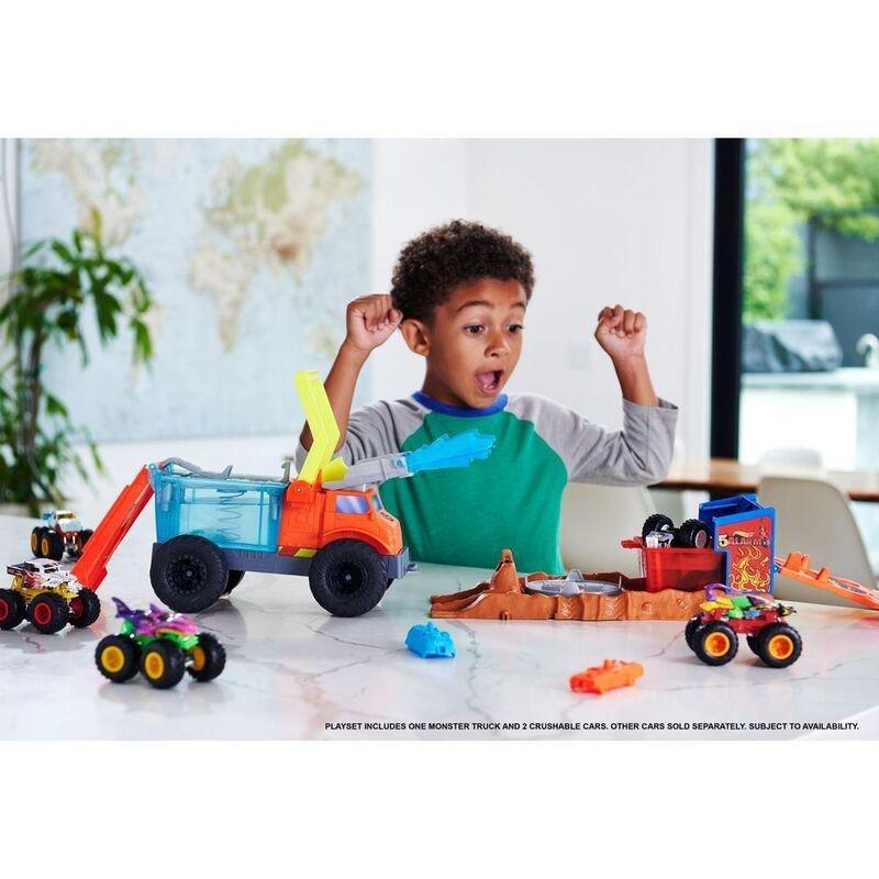 Hot Wheels Monster Trucks Arena Smashers Color Shifters 5 Alarm Rescue Playset With 3 1.64 Die-Cast Cars, , medium