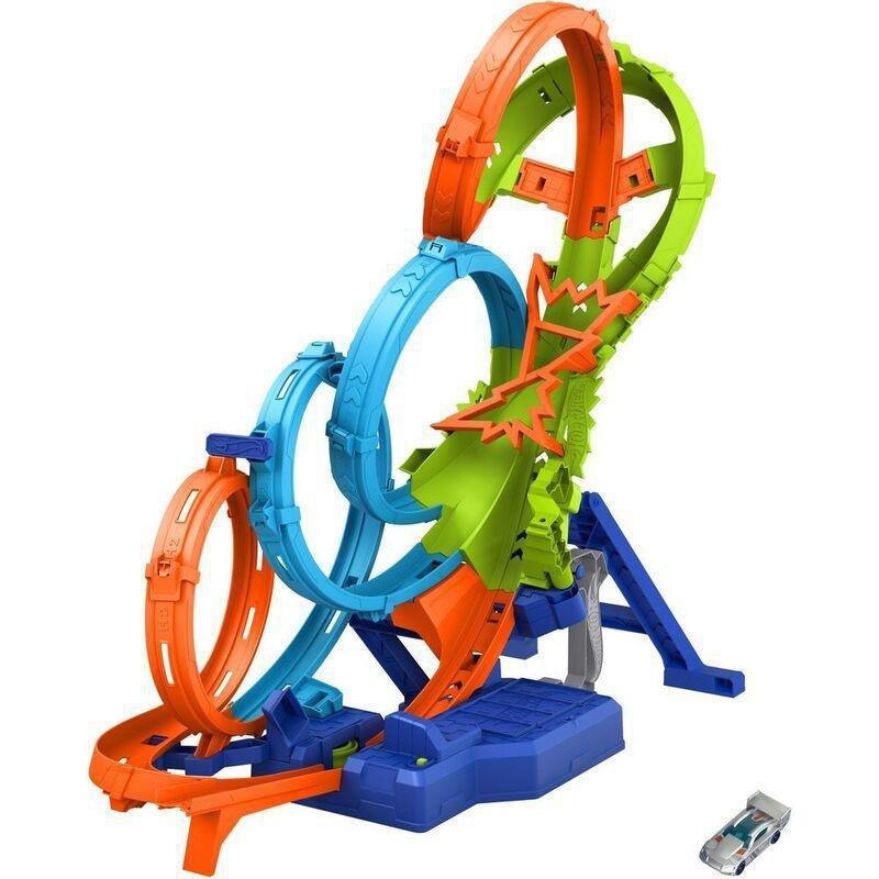 Hot Wheels Action 4-Loop Crash-Out Playset With 1 1.64 Die-Cast Car, , large image number 1