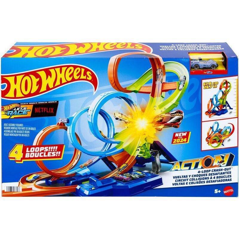 Hot Wheels Action 4-Loop Crash-Out Playset With 1 1.64 Die-Cast Car, , large image number 4