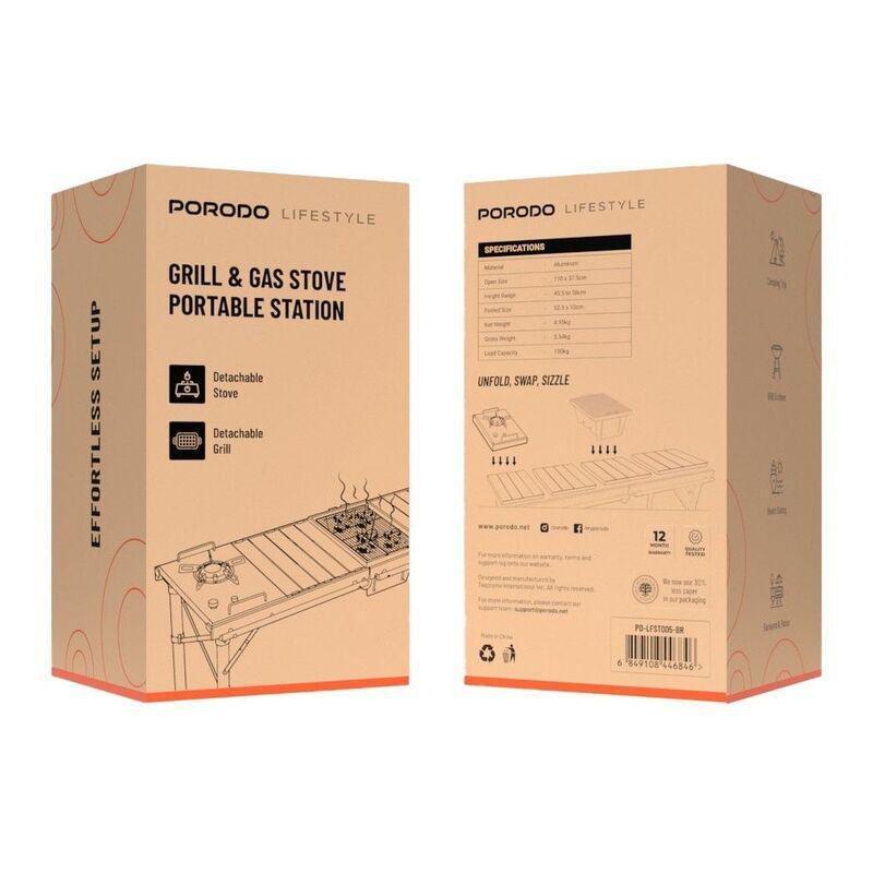 Porodo Lifestyle Grill & Gas Stove Portable Station - Brown, , large image number 2