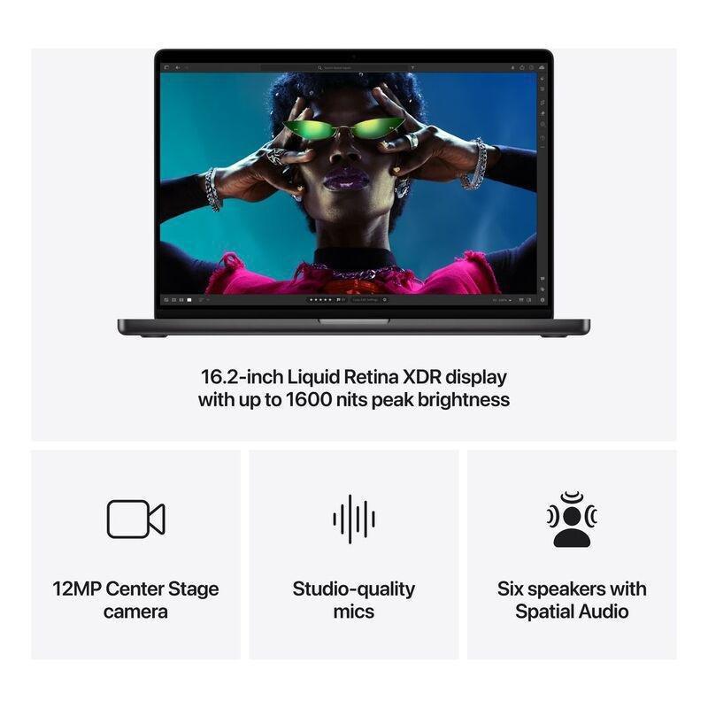 Apple 16-inch MacBook Pro With Apple M4 Pro chip with 14‑core CPU and 20‑core GPU/24GB/512GB SSD - Space Black (English), , large image number 2