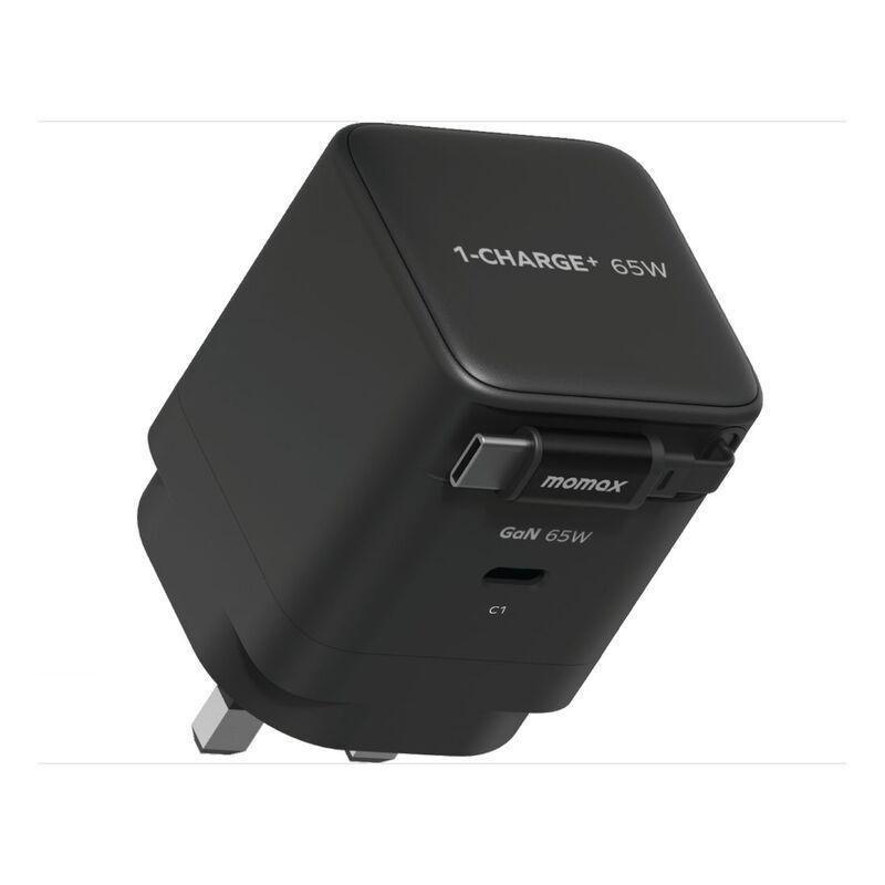 Momax 1-Charge 65W Gan 1 Port Charger With Built-In USB-C Cable - Black, , large image number 1