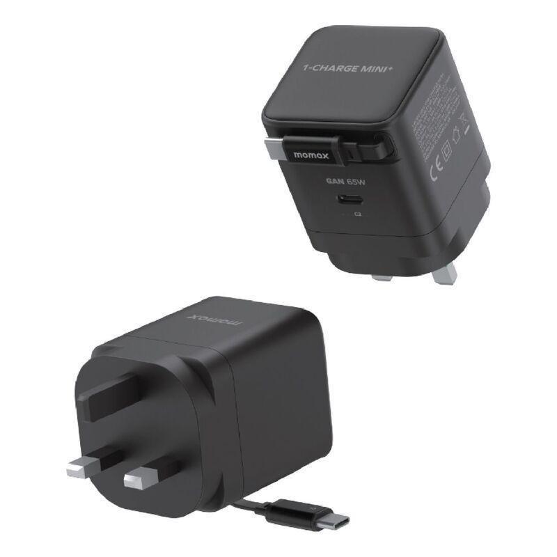 Momax 1-Charge 65W Gan 1 Port Charger With Built-In USB-C Cable - Black, , large image number 2