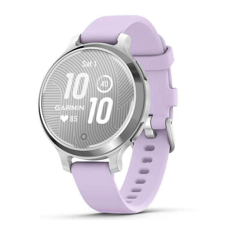 Garmin Lily 2 Active Fitness Smartwatch - Silver with Purple Jasmine Silicone Band, , medium