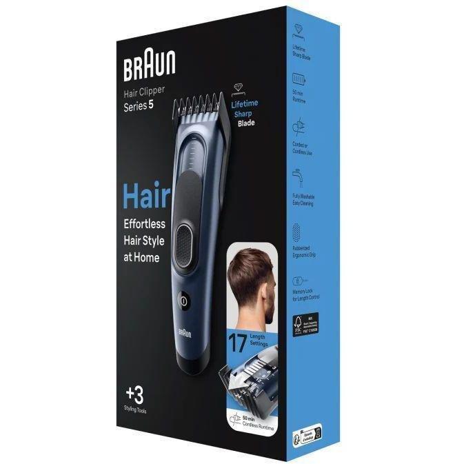 Braun Hair clipper Series 5 HC5350 with 17 Length Settings 2 Combs & Pouch, , large image number 5