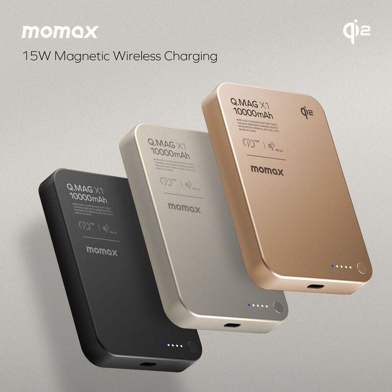 Momax Q.Mag X1 Qi2 10000mAh Gen2 15W Magsafe Wireless Power Bank - Black, , large image number 2