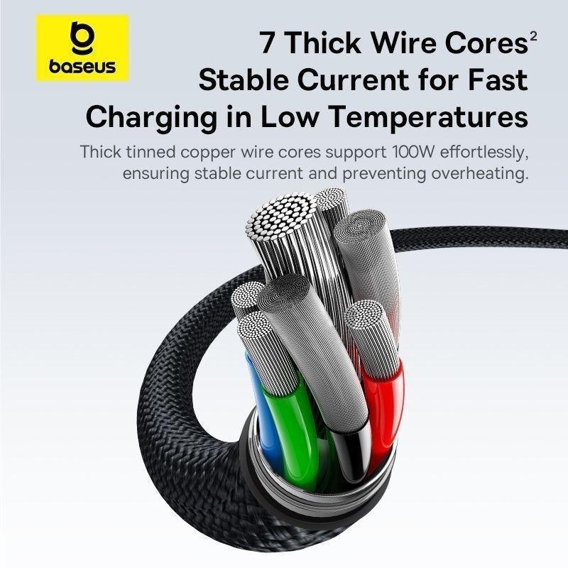 Baseus Flash Series 3 One-for-three Fast Charging Cable Type-C 100W 1.5m - Cluster Black, , large image number 3