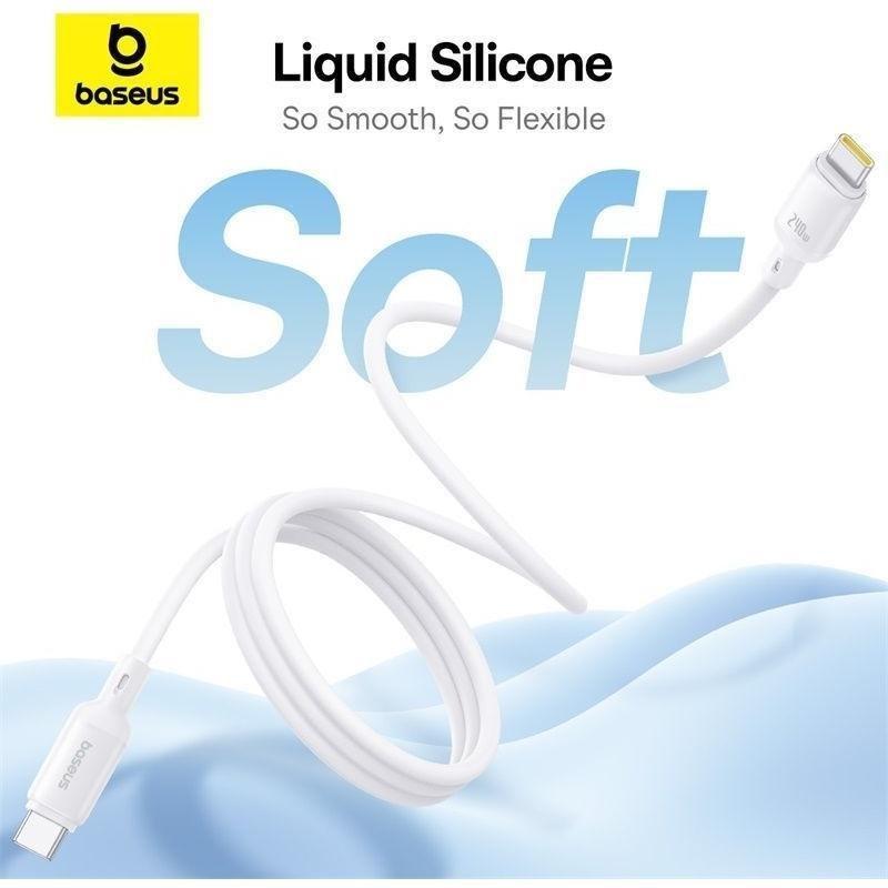 Baseus PicoGo Magnetic Liquid Silicone Fast Charging Cable USB-C to USB-C 240W 1m - Moon White, , large image number 2