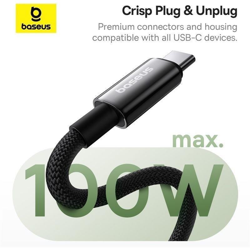 Baseus Tungsten Gold Magnetic Charging Cable USB-C to USB-C 100W 1m - Cluster Black, , large image number 1