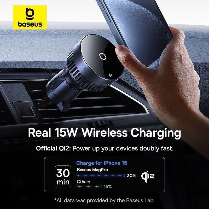 Baseus MagPro Magnetic Wireless Charging Car Mount Air Vent 15W Qi2.0 - Cosmic Black, , large image number 1