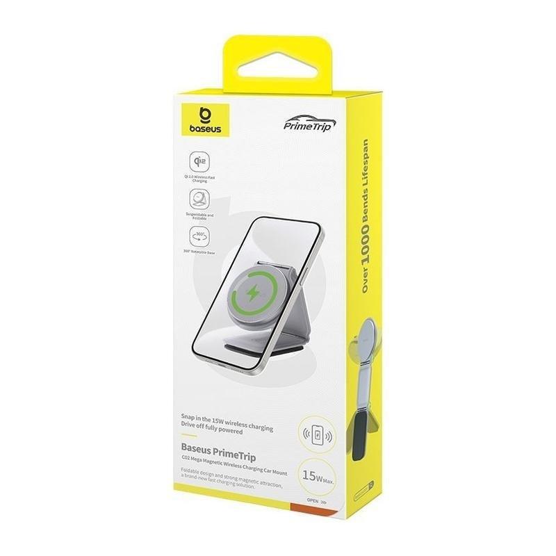 Baseus PrimeTrip C02 Mega Magnetic Wireless Charging Car Mount Stick-on - Frosted Gray, , large image number 0