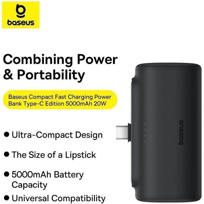 Baseus Compact Fast Charging Power Bank Type-C 5000mAh 20W - Cluster Black, , large image number 4