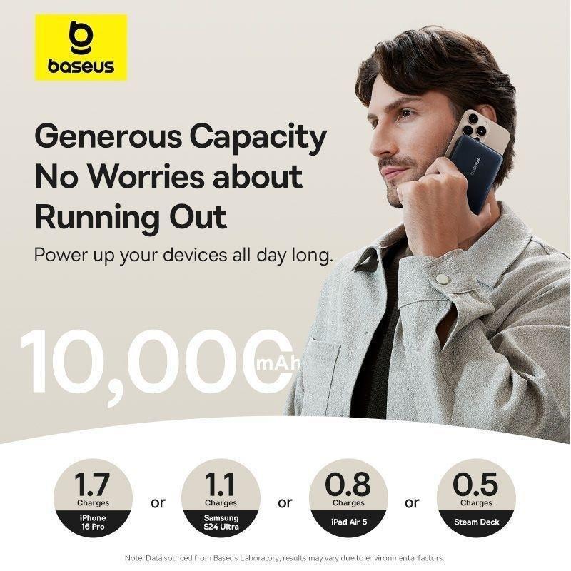 Baseus Nomos Qi2 Kickstand Magnetic Power Bank 10000mAh 45W - Cosmic Black, , large image number 2