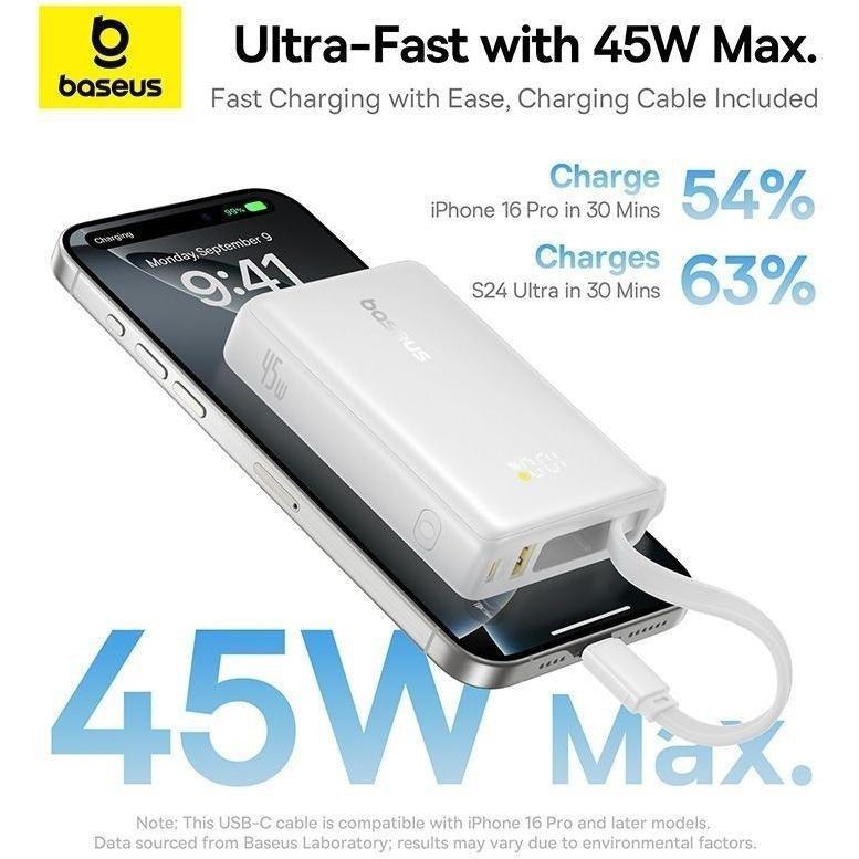 Baseus PicoGo Digital Display Power Bank 10000mAh 45W - Moon White, , medium