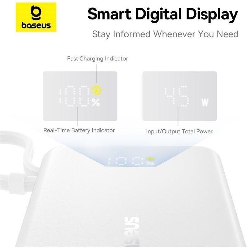 Baseus PicoGo Digital Display Power Bank 10000mAh 45W - Moon White, , large image number 4