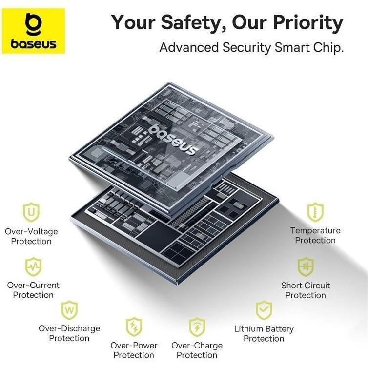 Baseus QPow2 Digital Display Fast-Charging Power Bank with 2 Built-in Type-C Cables 10000mAh 30W - Cluster Black, , large image number 1