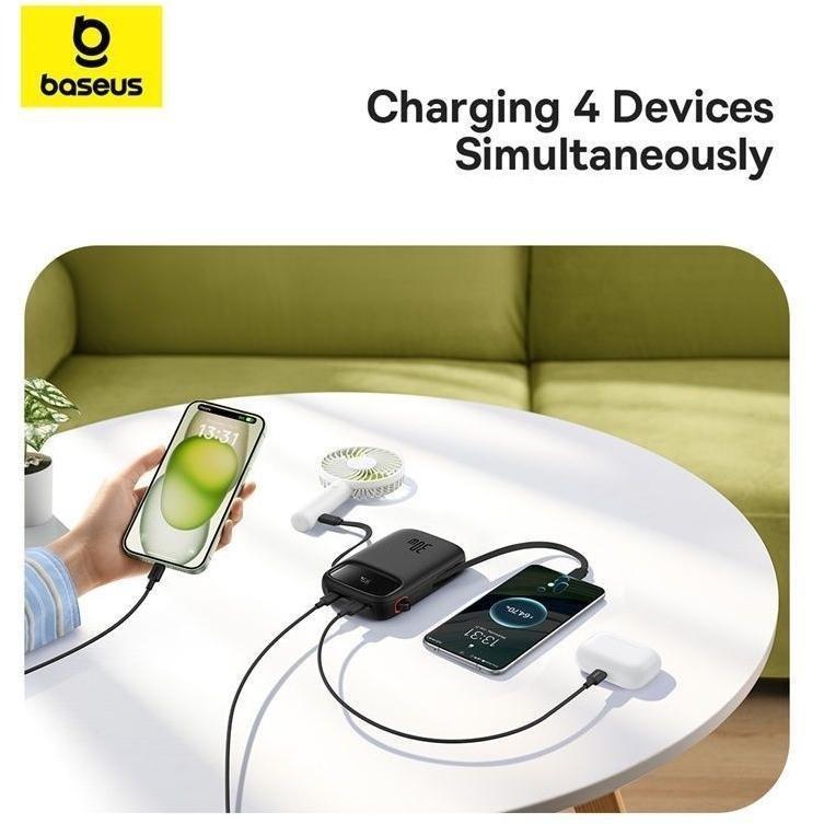 Baseus QPow2 Digital Display Fast-Charging Power Bank with 2 Built-in Type-C Cables 10000mAh 30W - Cluster Black, , large image number 3