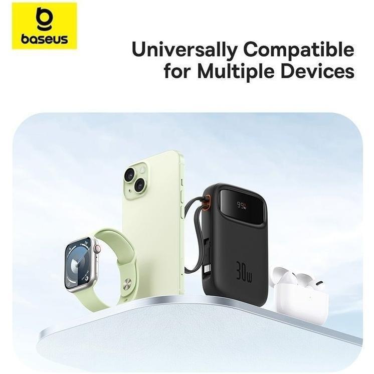 Baseus QPow2 Digital Display Fast-Charging Power Bank with 2 Built-in Type-C Cables 10000mAh 30W - Cluster Black, , large image number 4