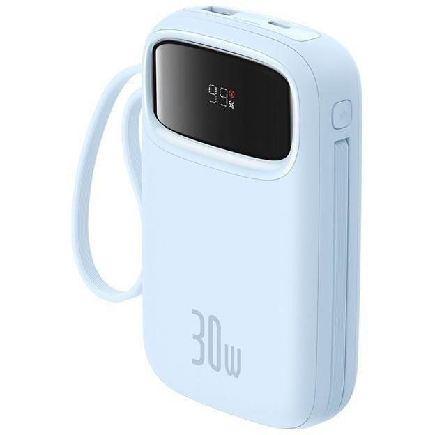 Baseus QPow2 Digital Display Fast-Charging Power Bank with 2 Built-in Type-C Cables 10000mAh 30W - Galaxy Blue, , large image number 1