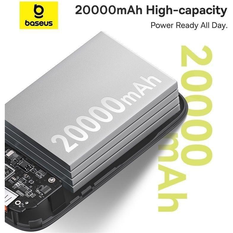 Baseus QPow2 Digital Display Fast-Charging Power Bank with 2 Built-in Type-C Cables 20000mAh 30W - Cluster Black, , large image number 2