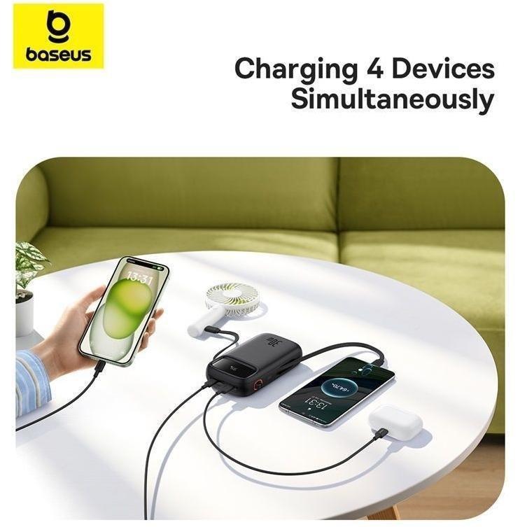 Baseus QPow2 Digital Display Fast-Charging Power Bank with 2 Built-in Type-C Cables 20000mAh 30W - Cluster Black, , large image number 3