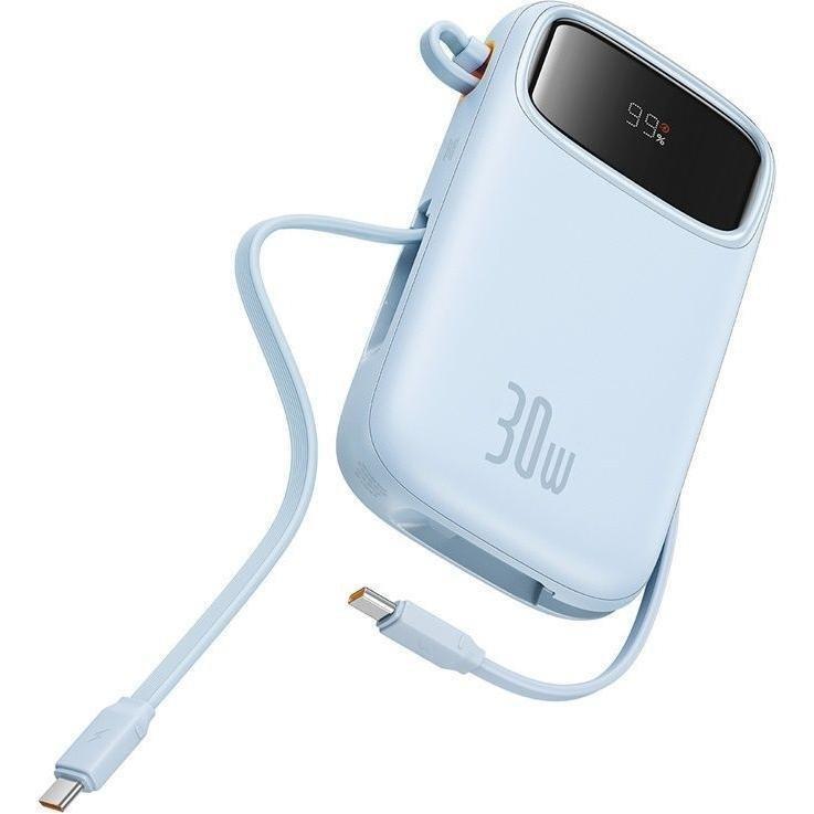 Baseus QPow2 Digital Display Fast-Charging Power Bank with 2 Built-in Type-C Cables 20000mAh 30W - Galaxy Blue, , large image number 1