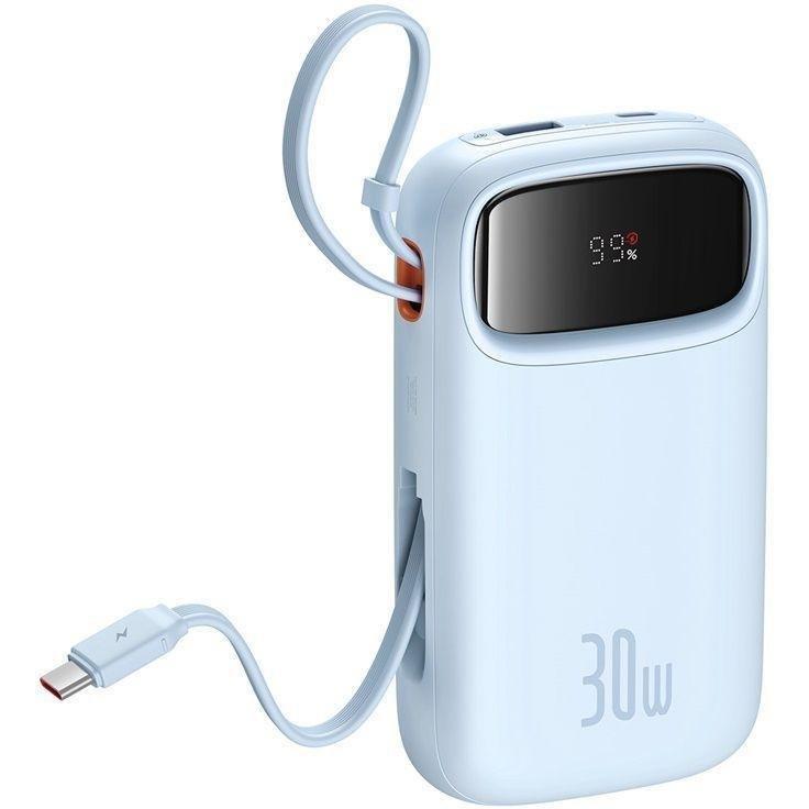 Baseus QPow2 Digital Display Fast-Charging Power Bank with 2 Built-in Type-C Cables 20000mAh 30W - Galaxy Blue, , large image number 2