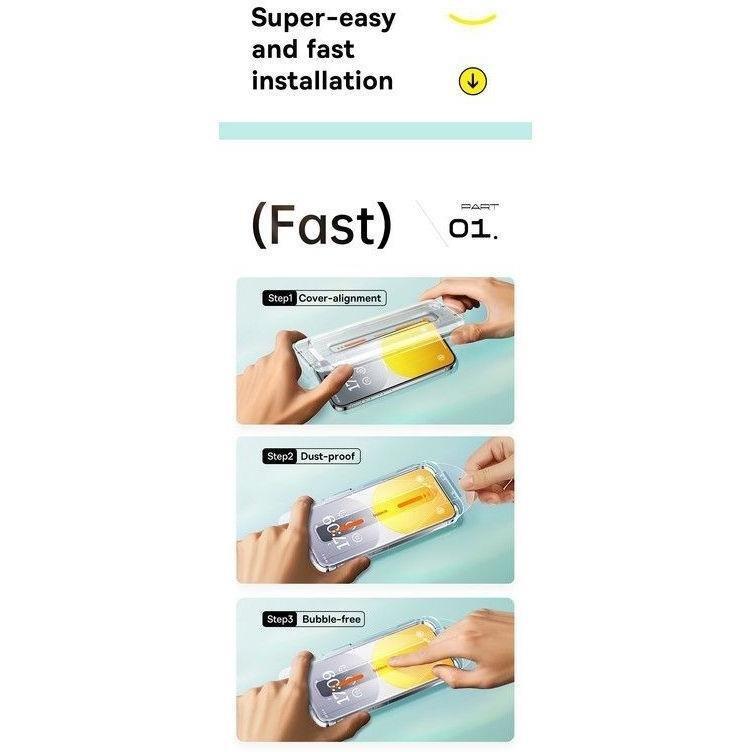 Baseus Sapphire Full-Coverage HD Tempered Glass Screen Protector for iPhone 16 Pro - Clear, , large image number 2