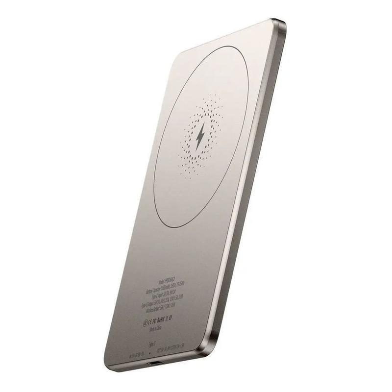 Powerology 5000mAh 15W Pd Type-C Magsafe Ultra Slim Power Bank - Titanium, , medium