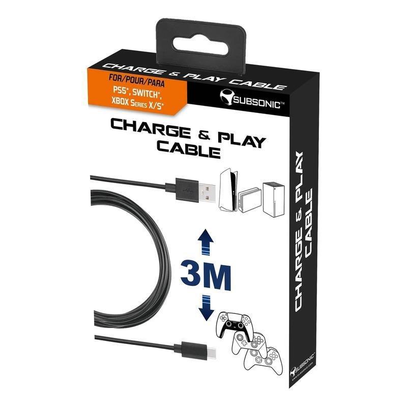Subsonic USB C XXL Charging Cable 3 Meters for PS5 Controller, , large image number 2