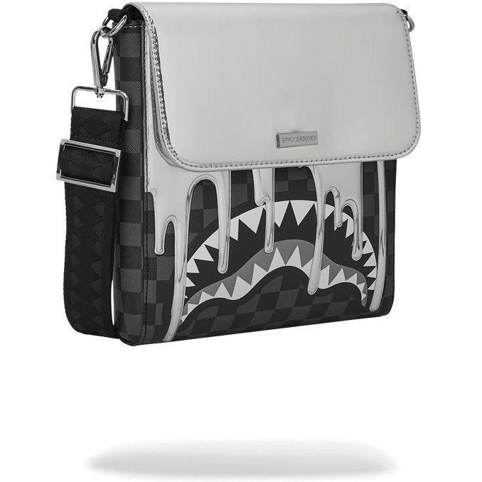Sprayground Metallic Drip Sharks In Paris Messenger Sling, , medium