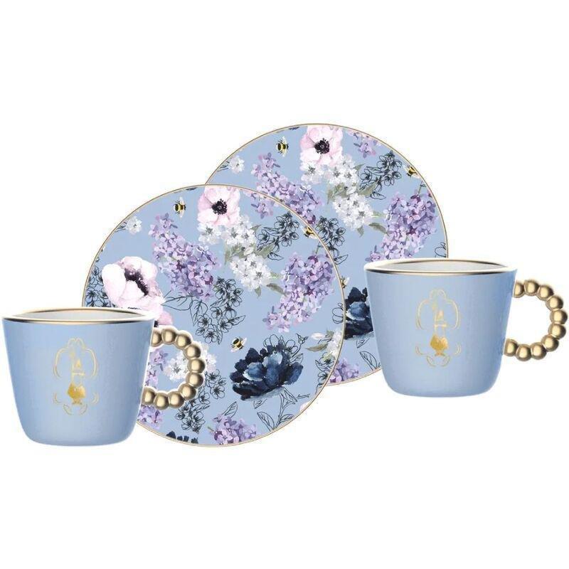 Bialetti Bridgerton Espresso Cups & Saucers Blue 80ml (Set of 2), , medium