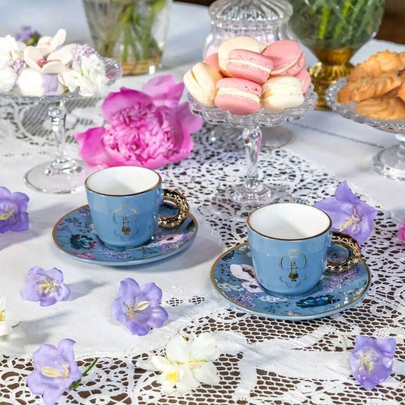 Bialetti Bridgerton Espresso Cups & Saucers Blue 80ml (Set of 2), , large image number 2