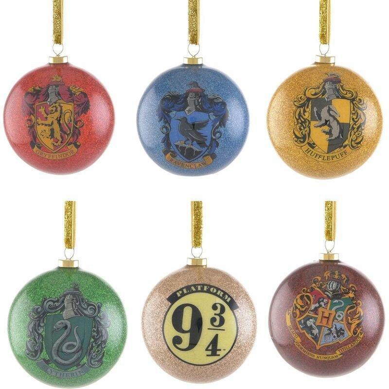 Widdop Harry Potter Glitter Baubles Hogwarts Emblems (Pack of 6 ), , large image number 0