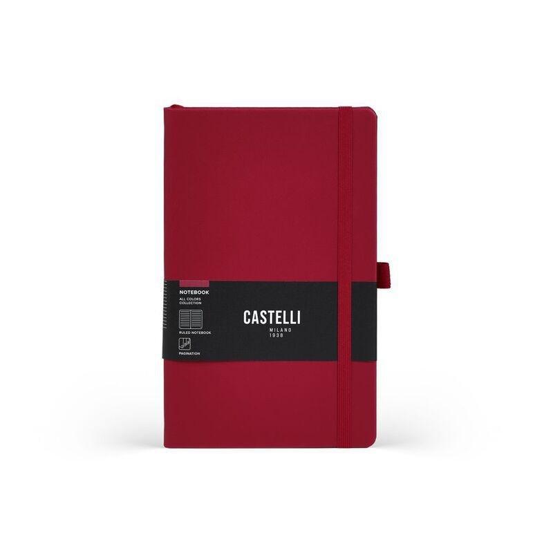 Castelli Notebook Medium Ruled All Colour Red (13 x 21 cm), , medium