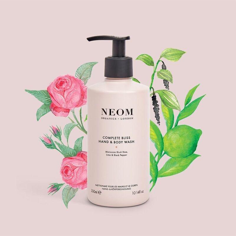 Neom Wellbeing Complete Bliss Hand & Body Wash (300ml) - Moroccan Blush Rose / Lime / Black Pepper, , large image number 1