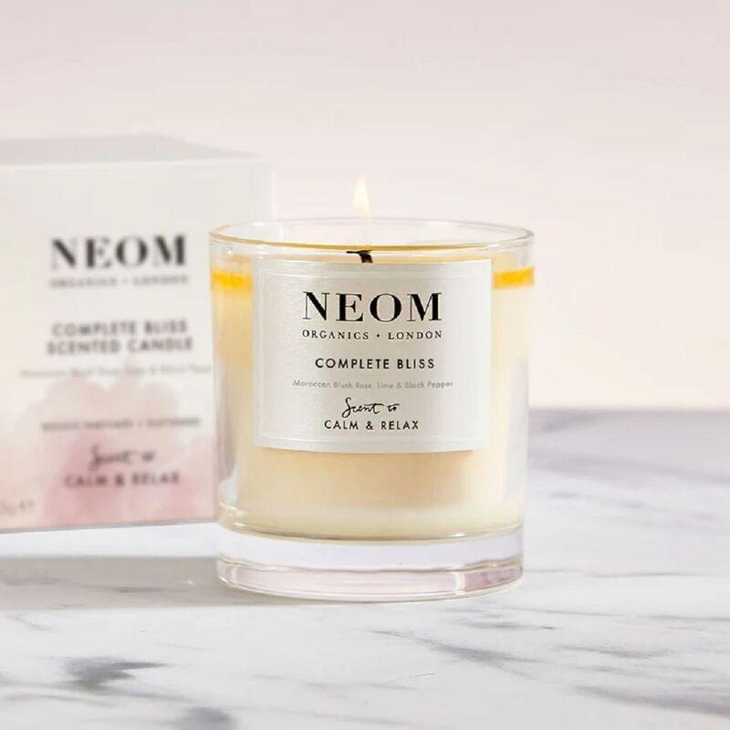 Neom Wellbeing Complete Bliss Scented Candle (185g) - Moroccan Blush Rose / Lime / Black Pepper, , large image number 1
