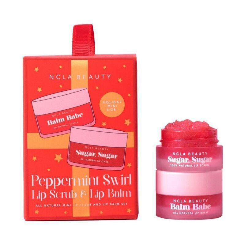 NCLA Beauty Peppermint Swirl Lip Scrub & Lip Balm Ornament Set, , medium