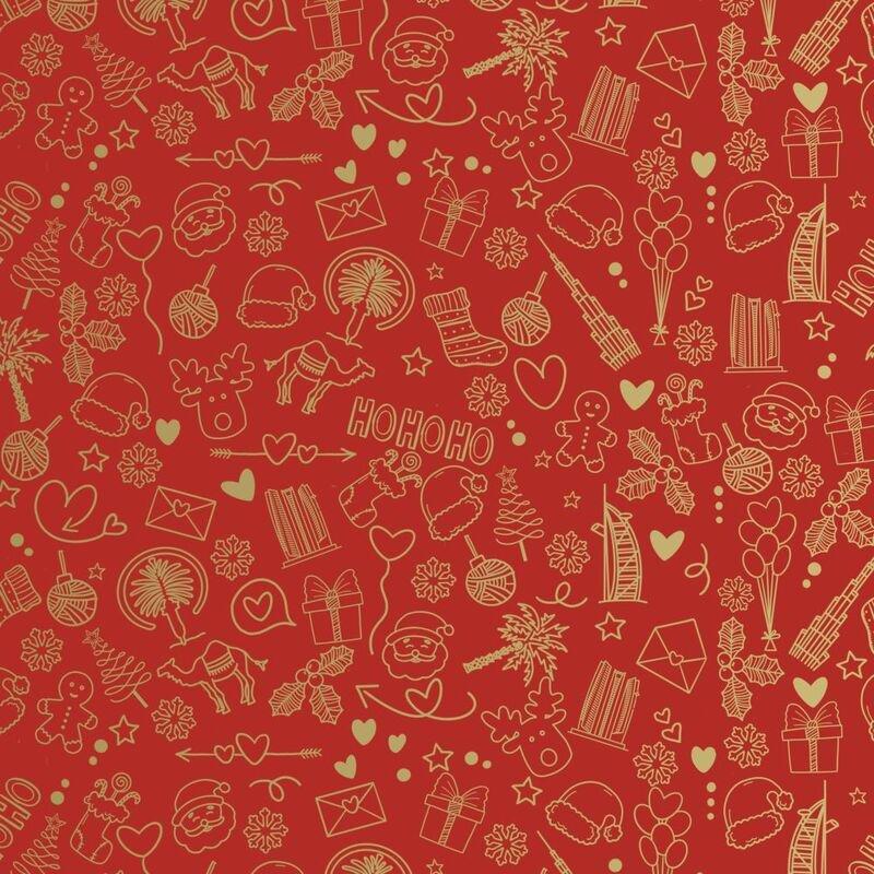 Share The Love UAE Christmas Wrapping Paper - Red (50 X 70 cm) (Roll), , medium