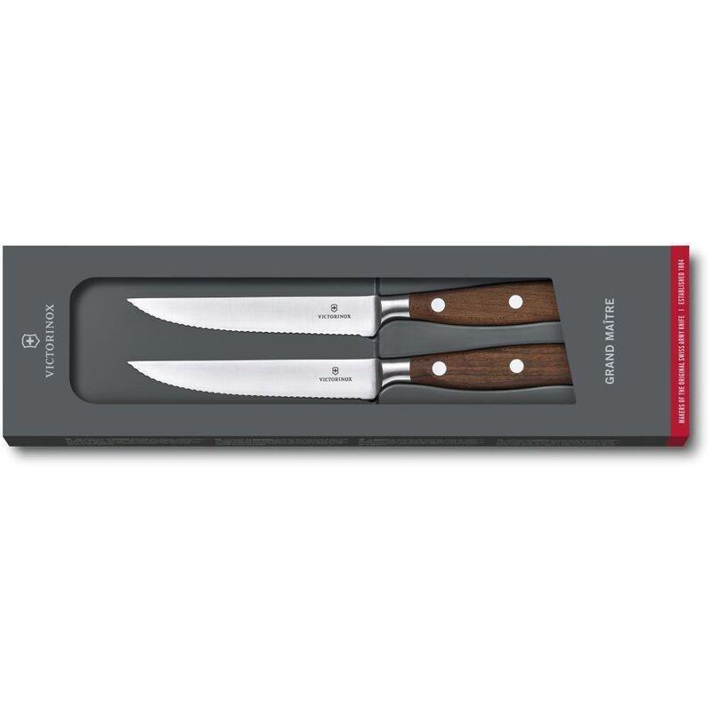 Grand Maitre - 12cm Steak Knife Set (Set of 2) Wavy Wood Handle, , medium