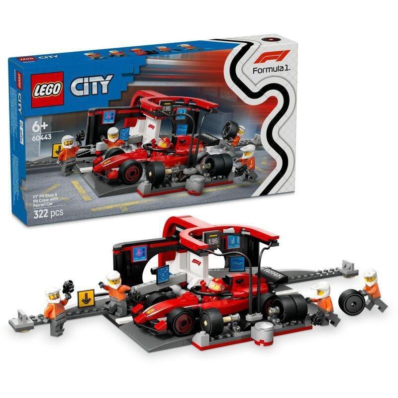 LEGO City F1 Pit Stop And Pit Crew With Ferrari Car 60443 (322 Pieces), , large image number 0