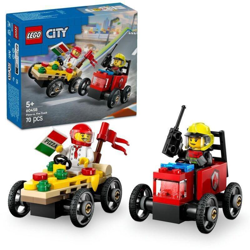 LEGO City Pizza Vs Fire Truck Race Car 60458 (70 Pieces), , medium