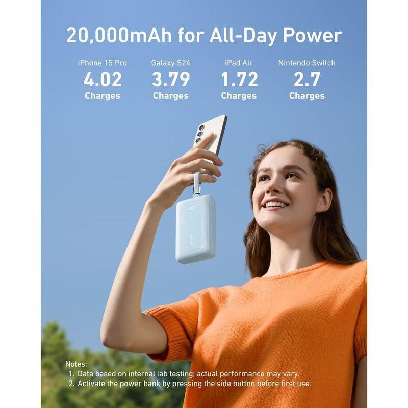 Anker Power Bank 20000 Mah 30W/ Built-In USB-C + Lightning Cable - Black, , large image number 1