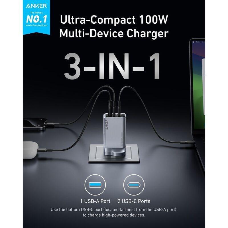 Anker Prime Charger 100W/ 3 Ports/ Ganprime B2C - Silver (UK), , medium
