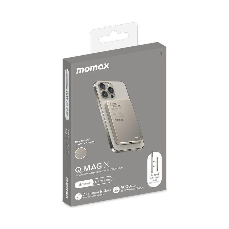 Momax Q.Mag X 5000Mah Gen2 15W Ultra Slim Magsafe Wireless Power Bank - Titanium, , large image number 1